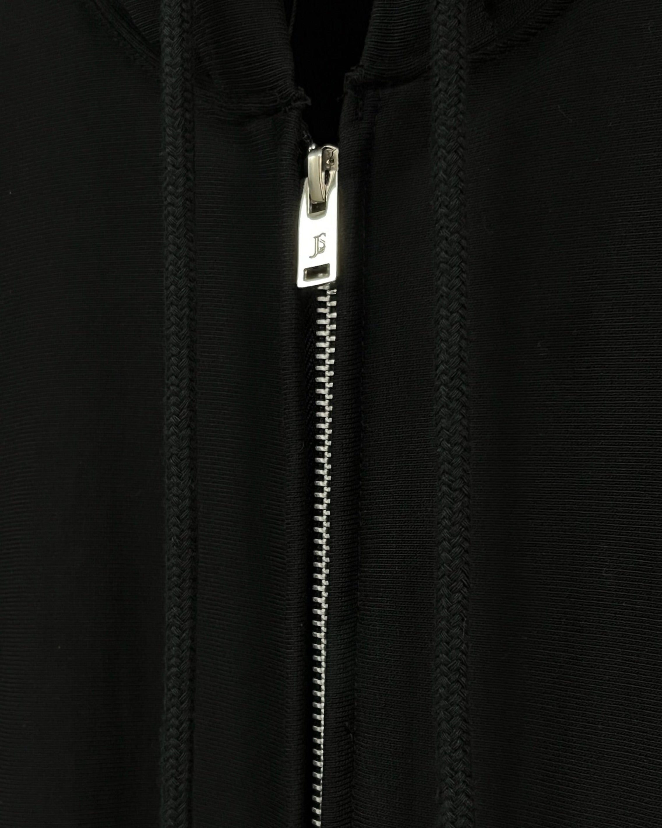 Leather Pocket Zip-Up Sweat Hoodie