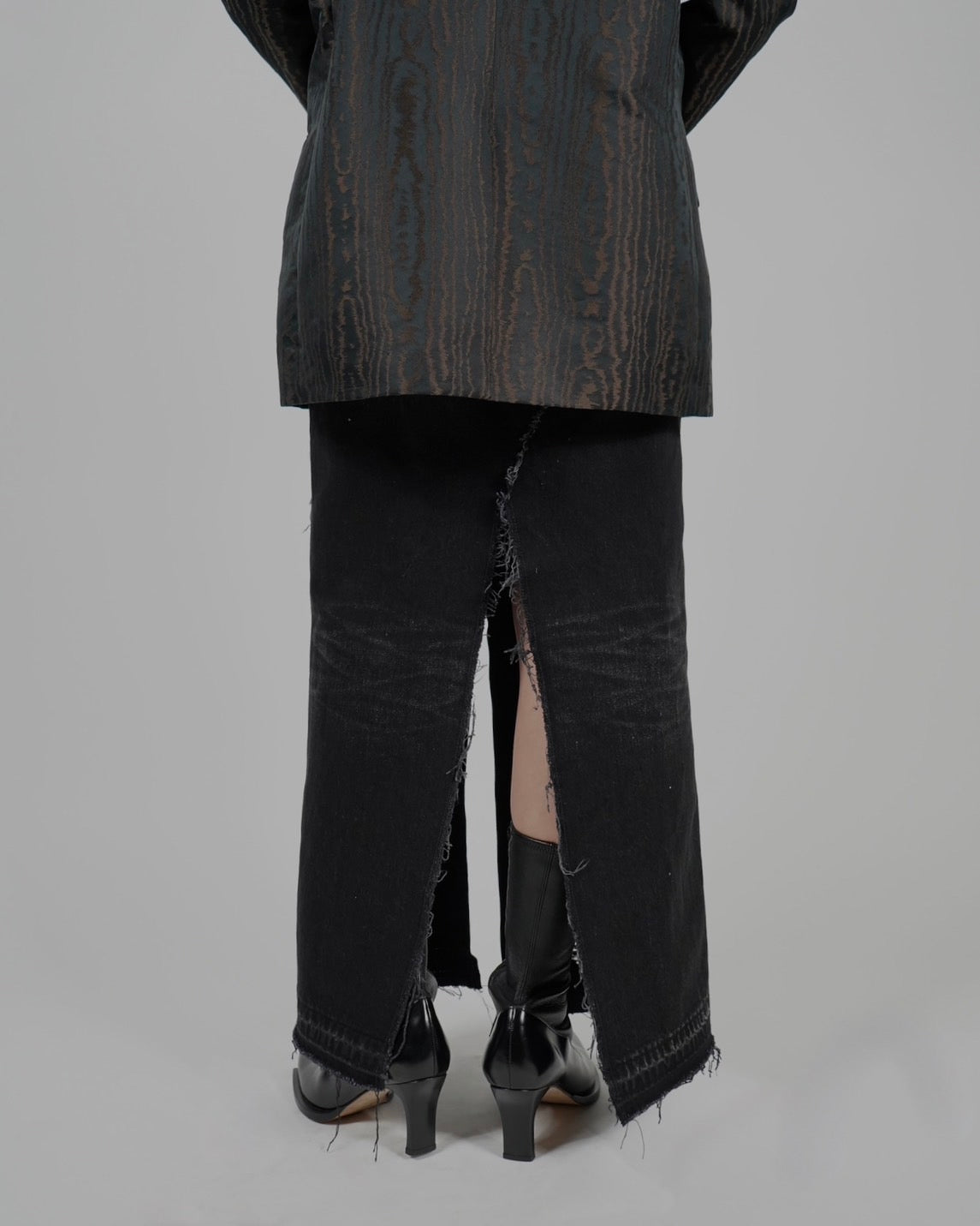MOIRE JACQUARD OVERSIZED JACKET | BROWN