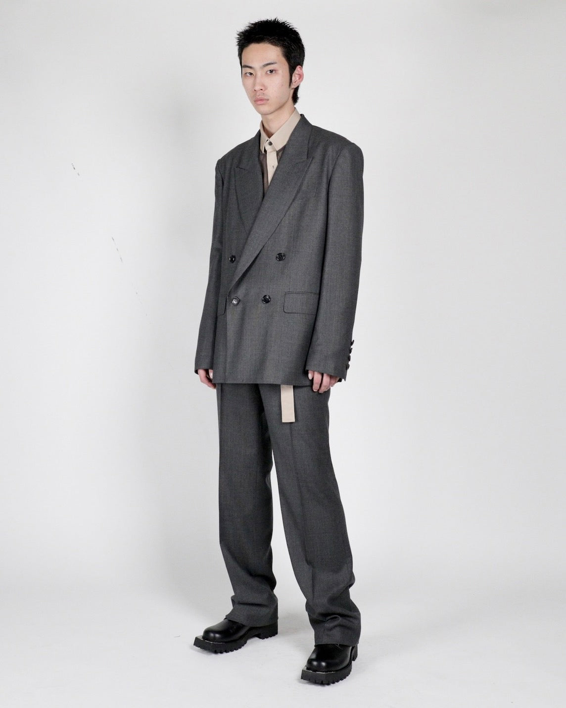 GLEN PLAID WOOL STRAIGHT TROUSERS