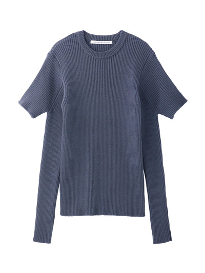 DOUBLE SLEEVE RIB KNIT SWEATER