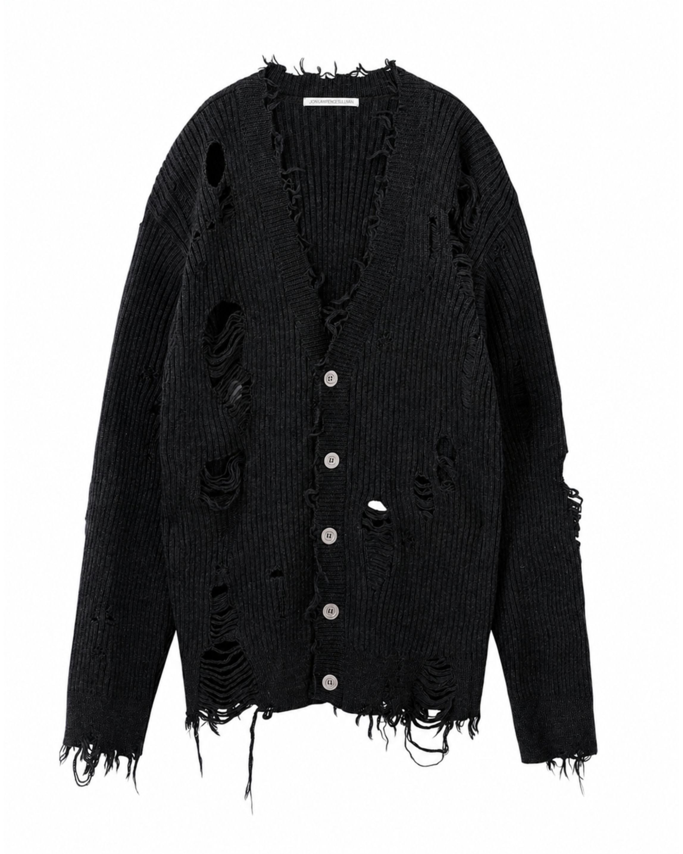 DAMAGED RIB KNIT CARDIGAN