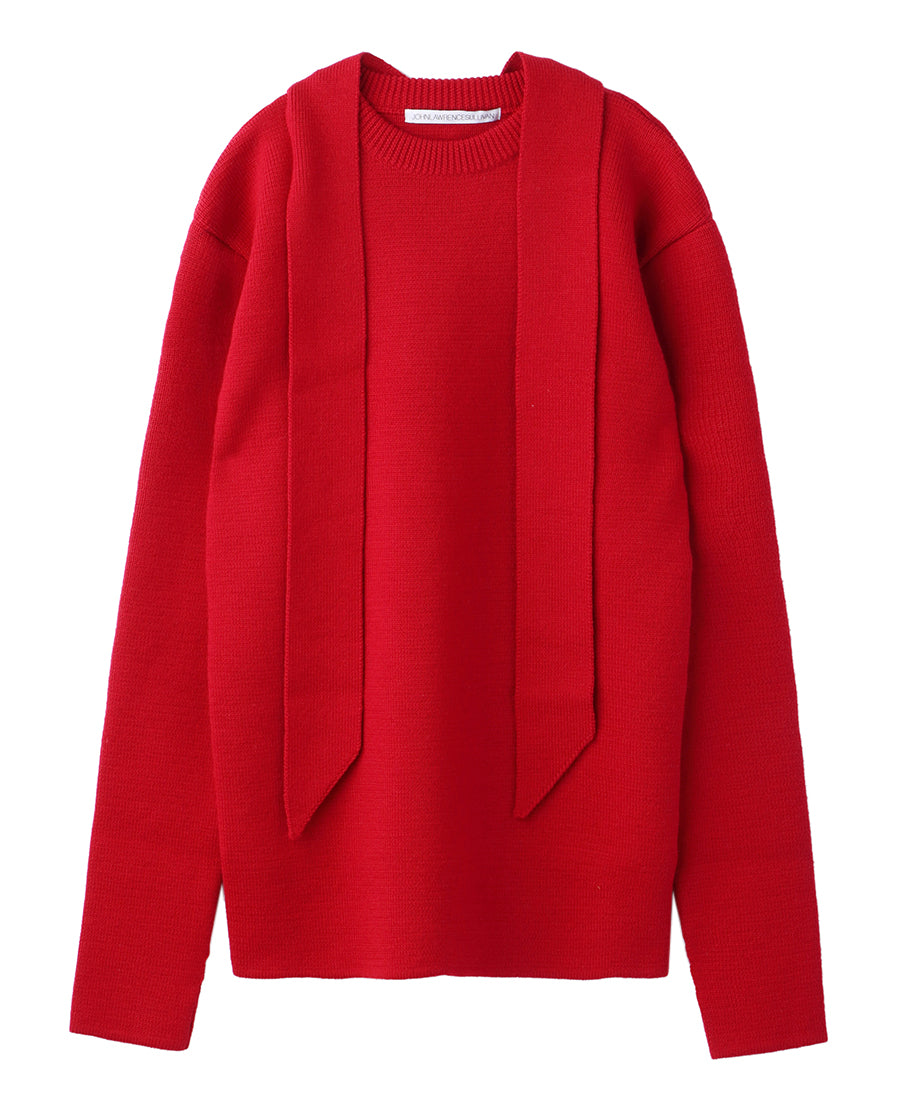 CN SWEATER WITH SCARF｜RED