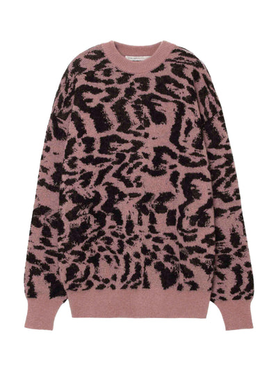 Leopard jacquard knit sweater