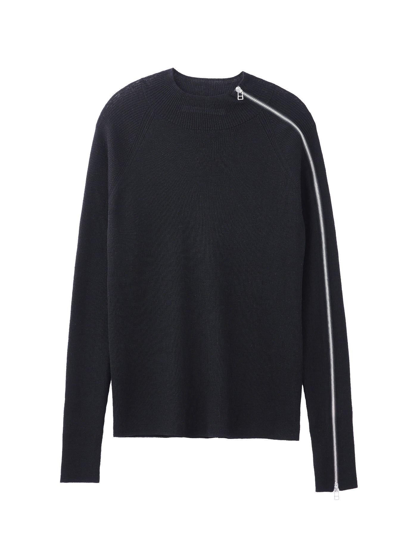 ZIPPED SLEEVE MOCK NECK SWEATER