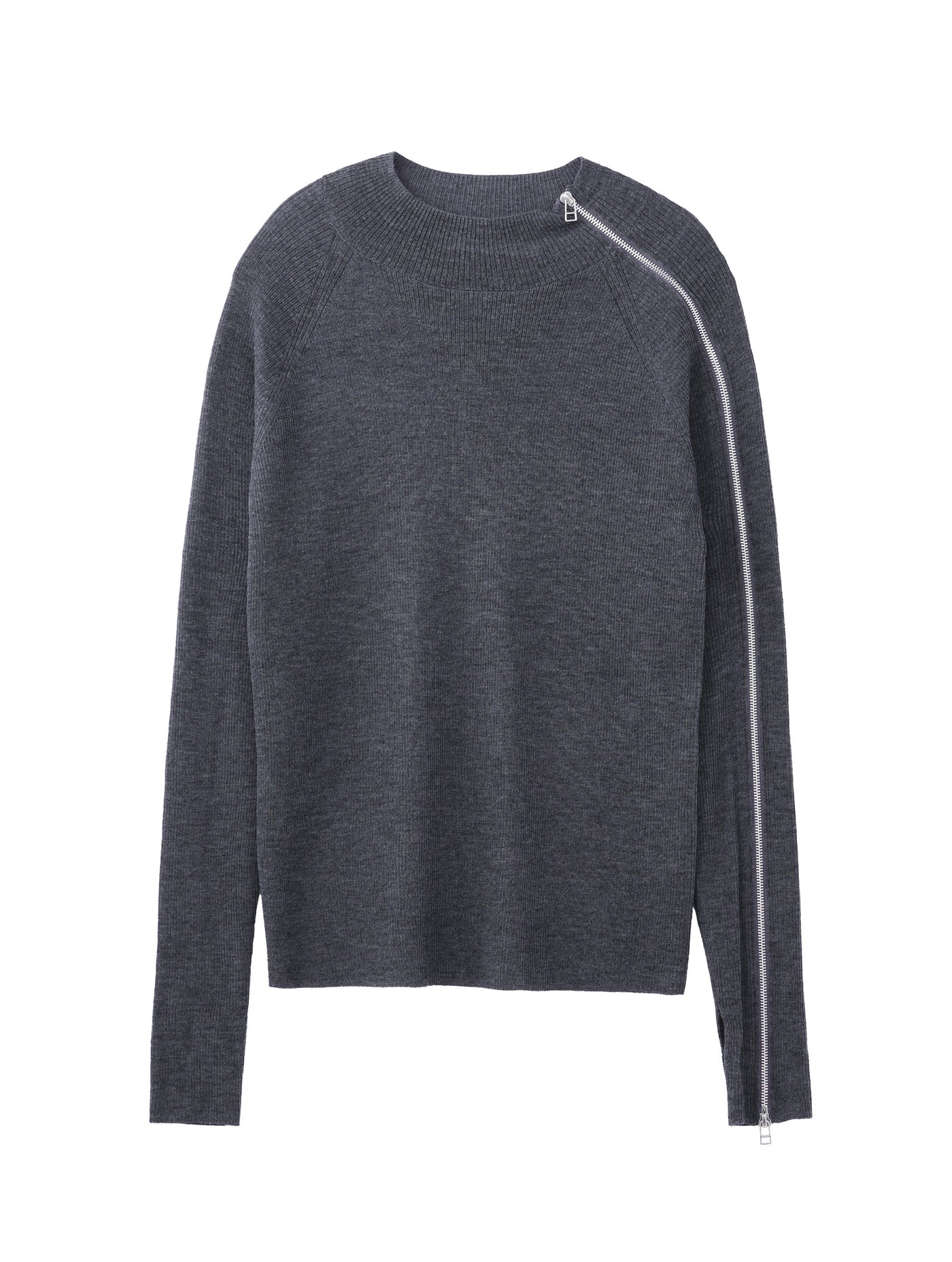 ZIPPED SLEEVE MOCK NECK SWEATER