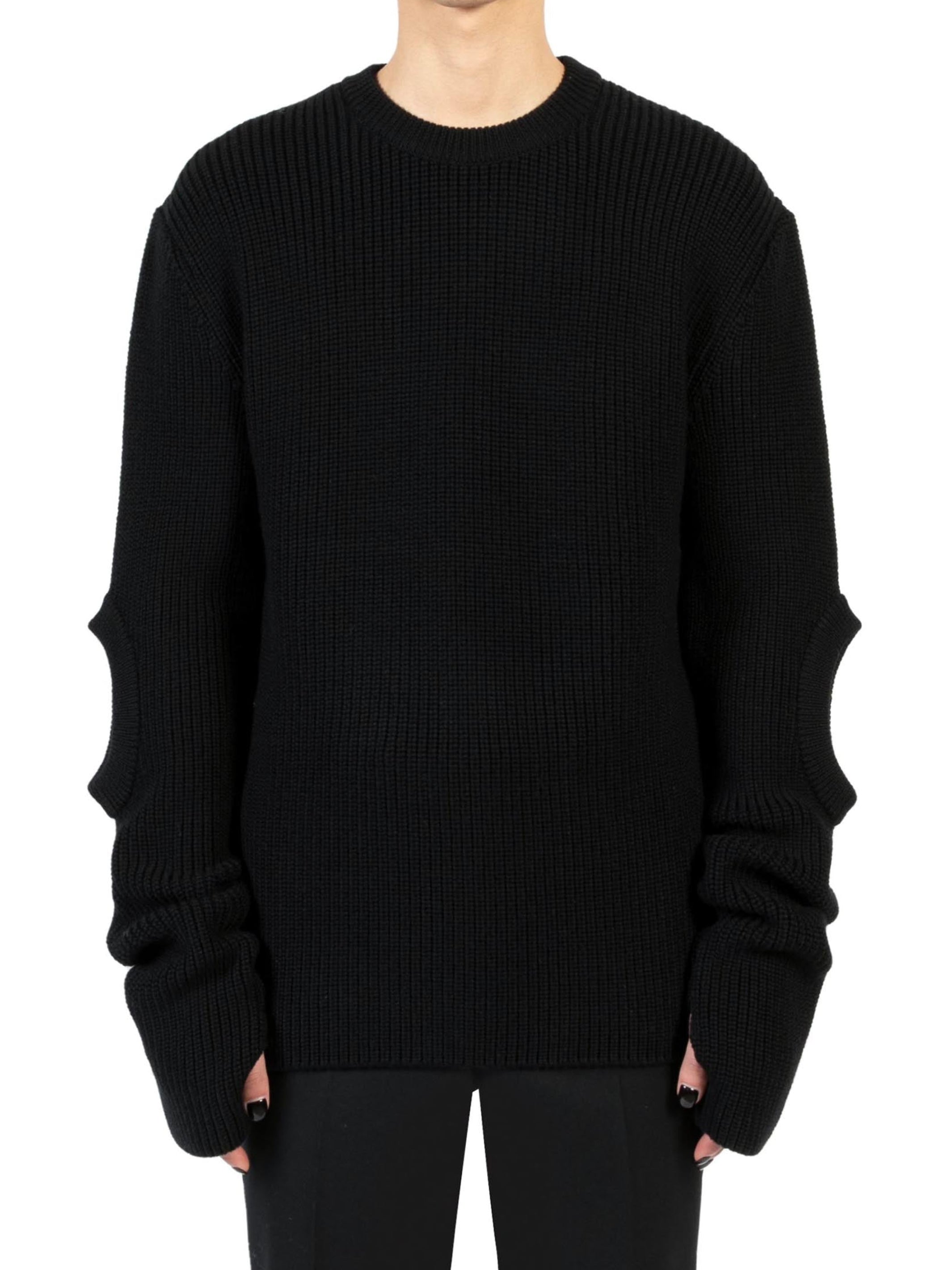 ELBOW HOLE RIB KNIT SWEATER