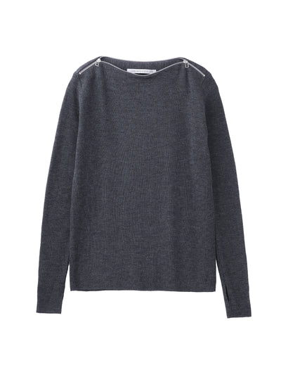 ZIPPED BOAT NECK SWEATER