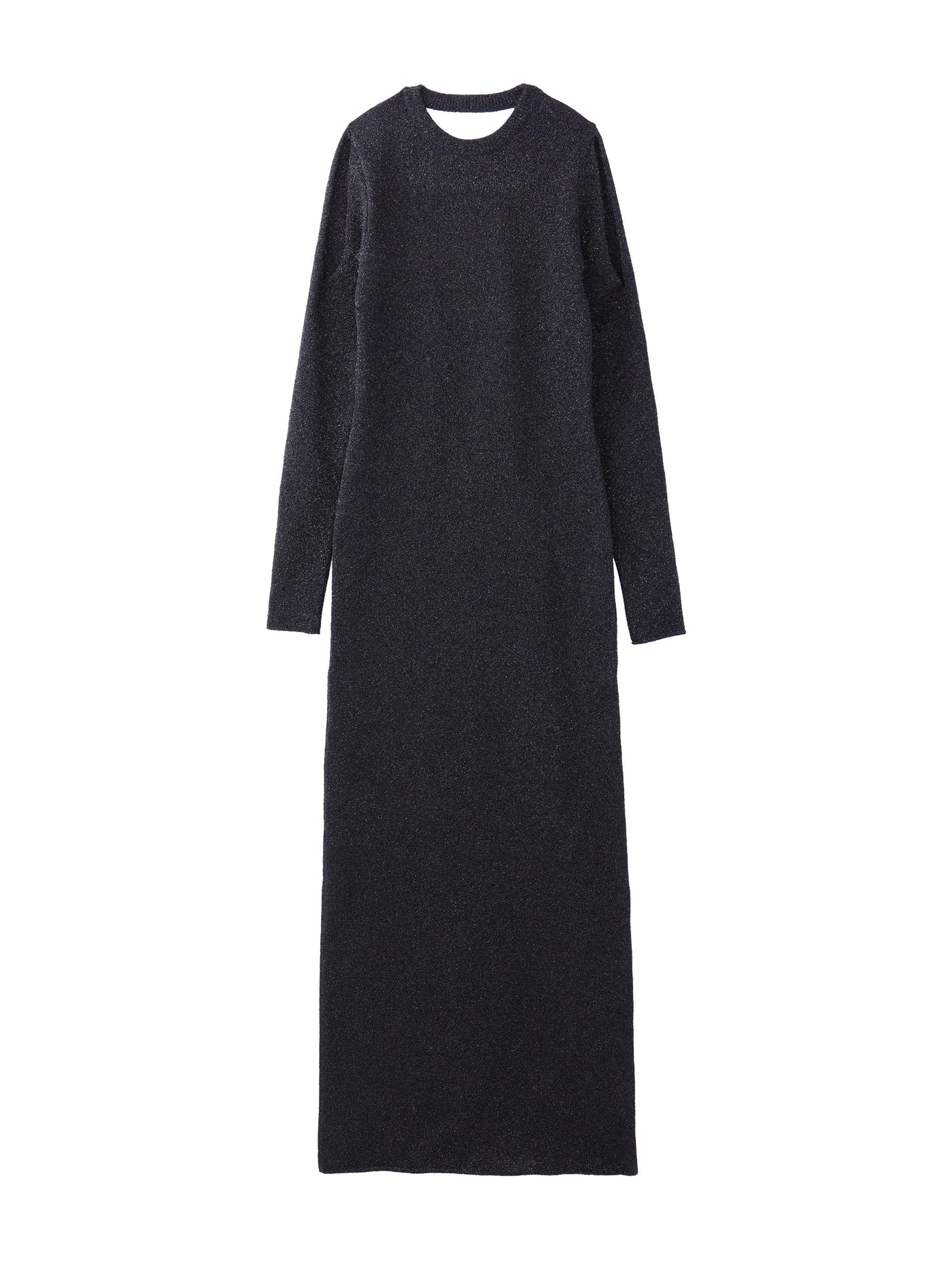 CUT OUT SLEEVE LAME KNIT LONG DRESS