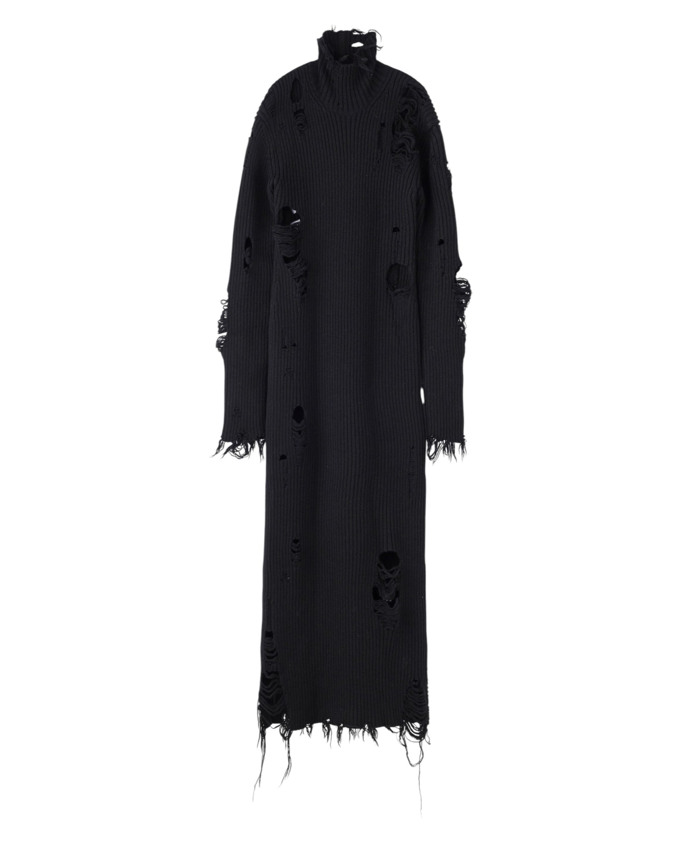DAMAGED RIB KNIT DRESS