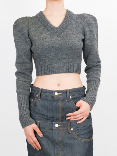 RIB TUCKED SHOULDER SWEATER