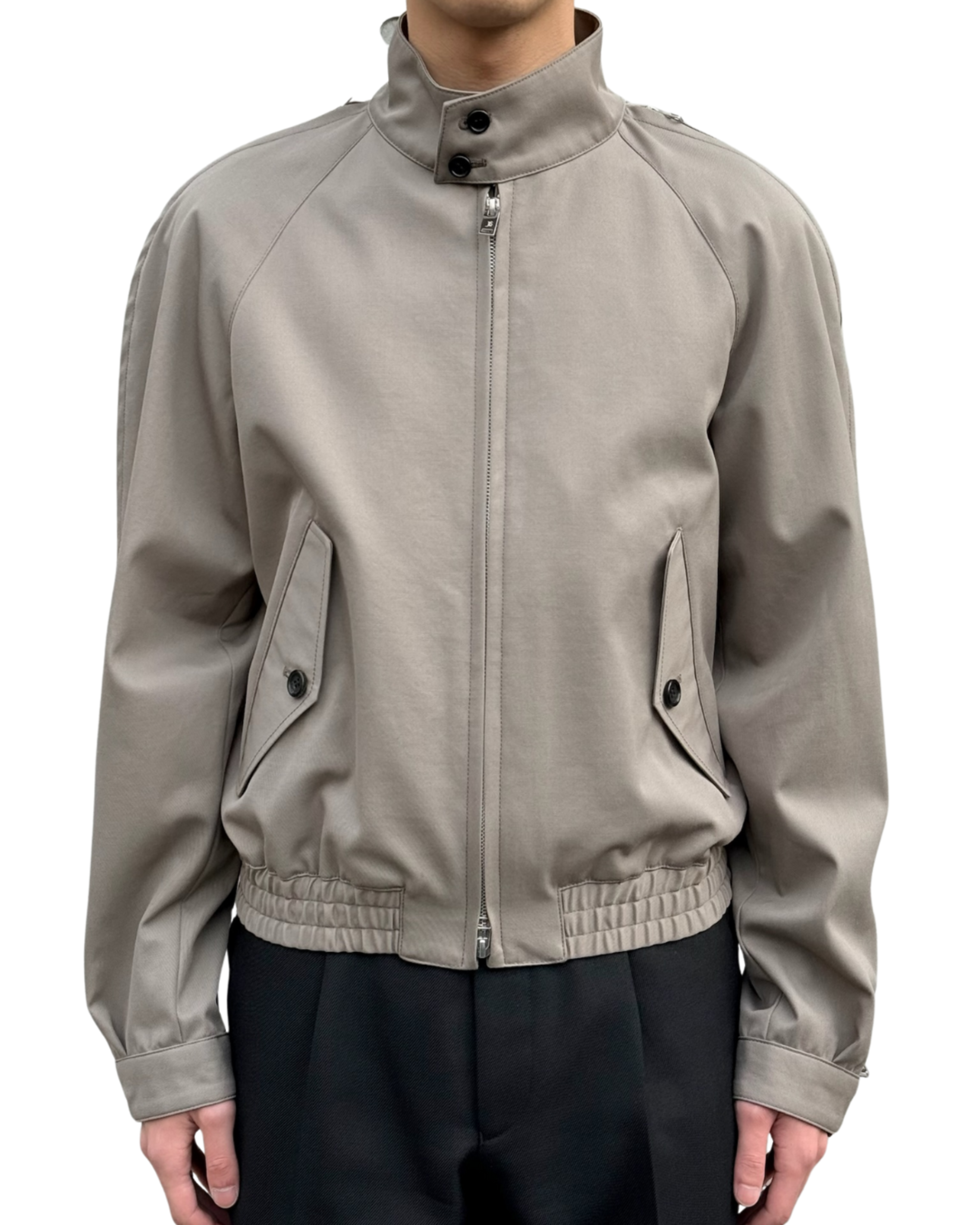 T/C TWILL ZIPPED SLEEVE HARRINGTON JACKET