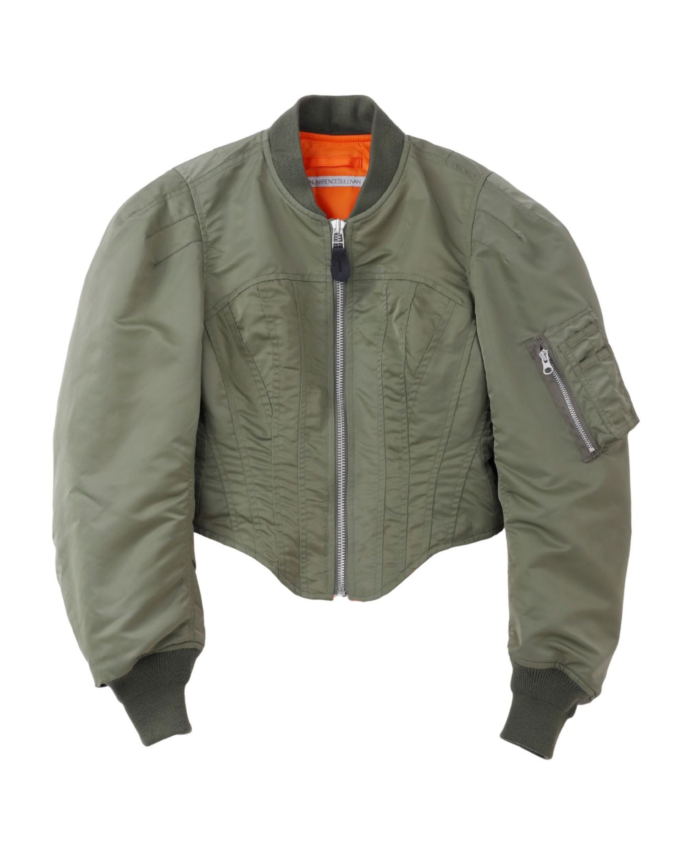 NYLON TWILL CORSET BOMBER JACKET