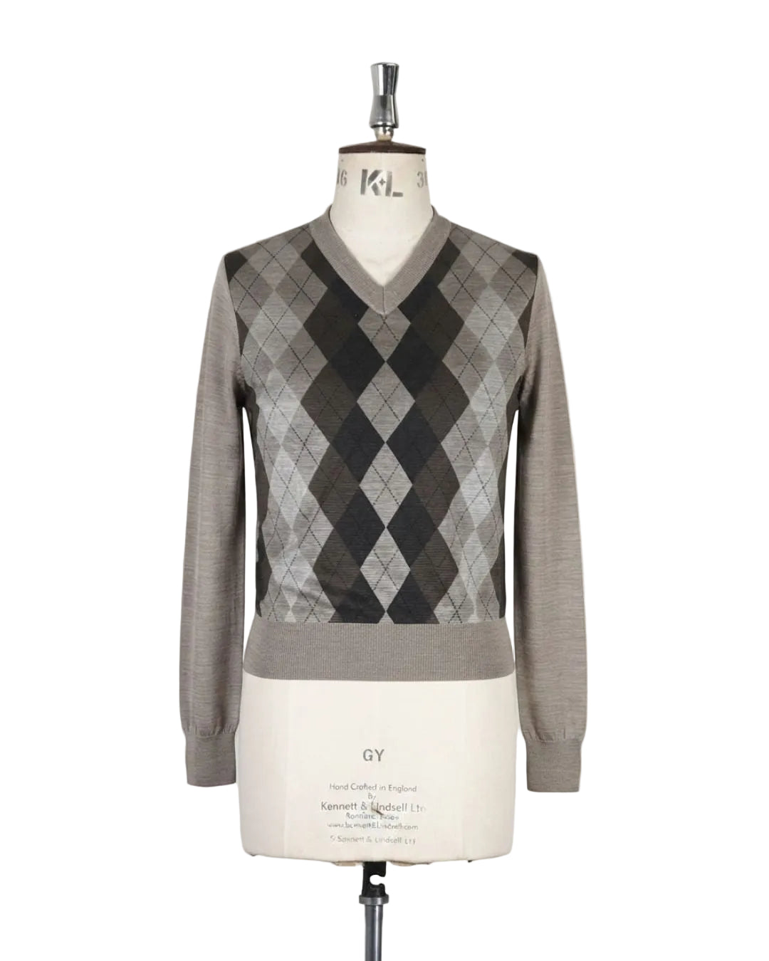ARGYLE JACQUARD SILK KNIT SWEATER