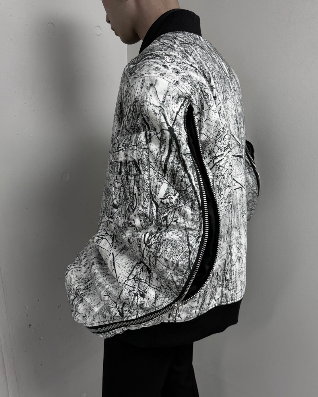 TREE CAMO MASSIVE ROUNDED SLEEVE BOMBER JACKET