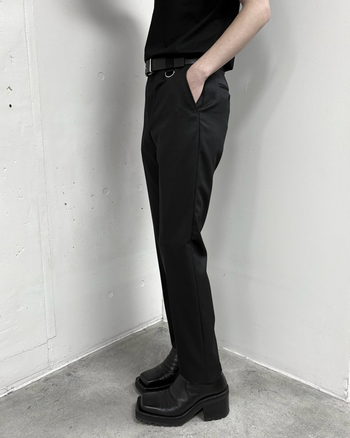WOOL GABARDINE SKINNY TROUSERS