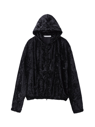 CRUSHED VELVET ZIP-UP HOODIE