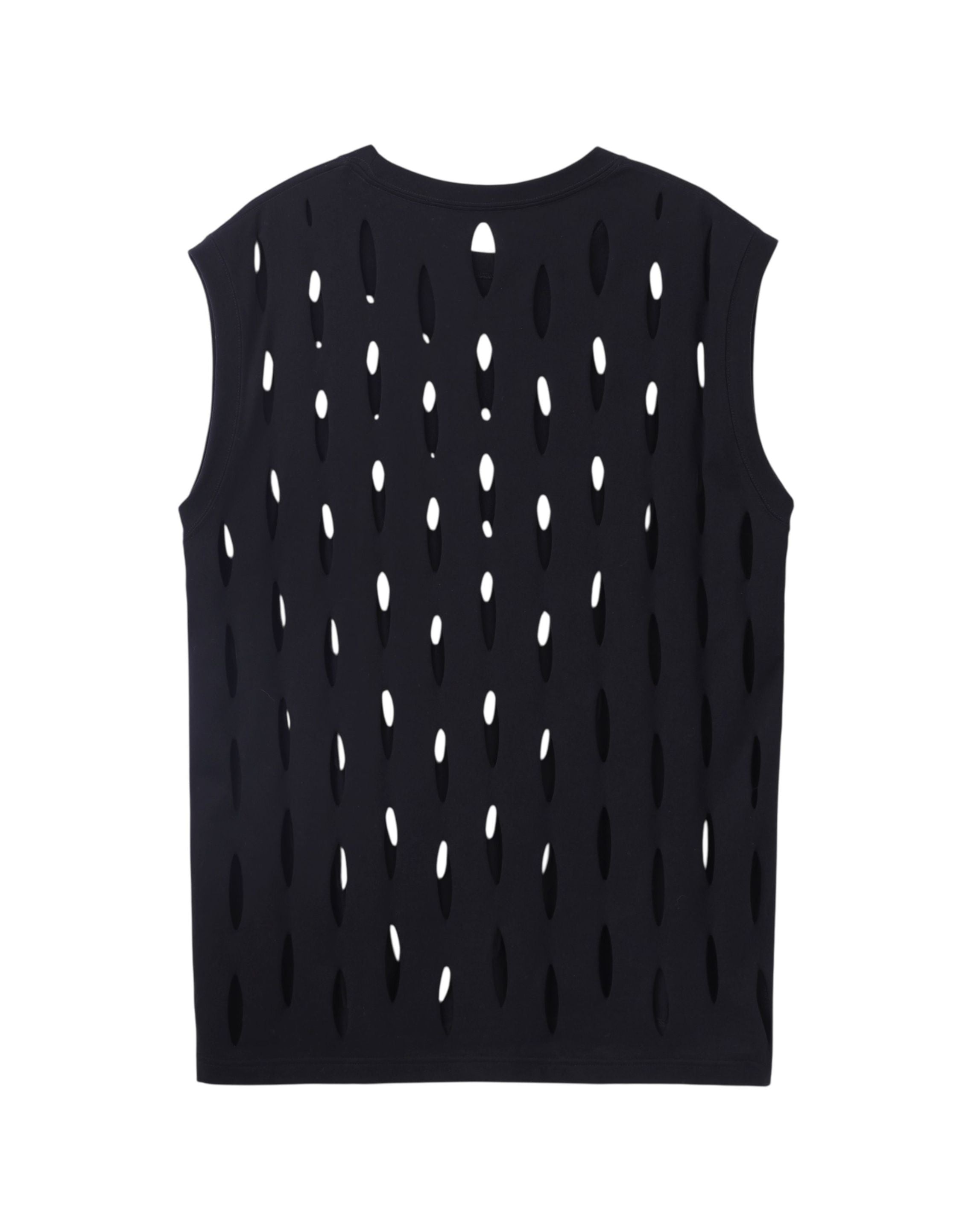SLASHED JERSEY SLEEVELESS TOP