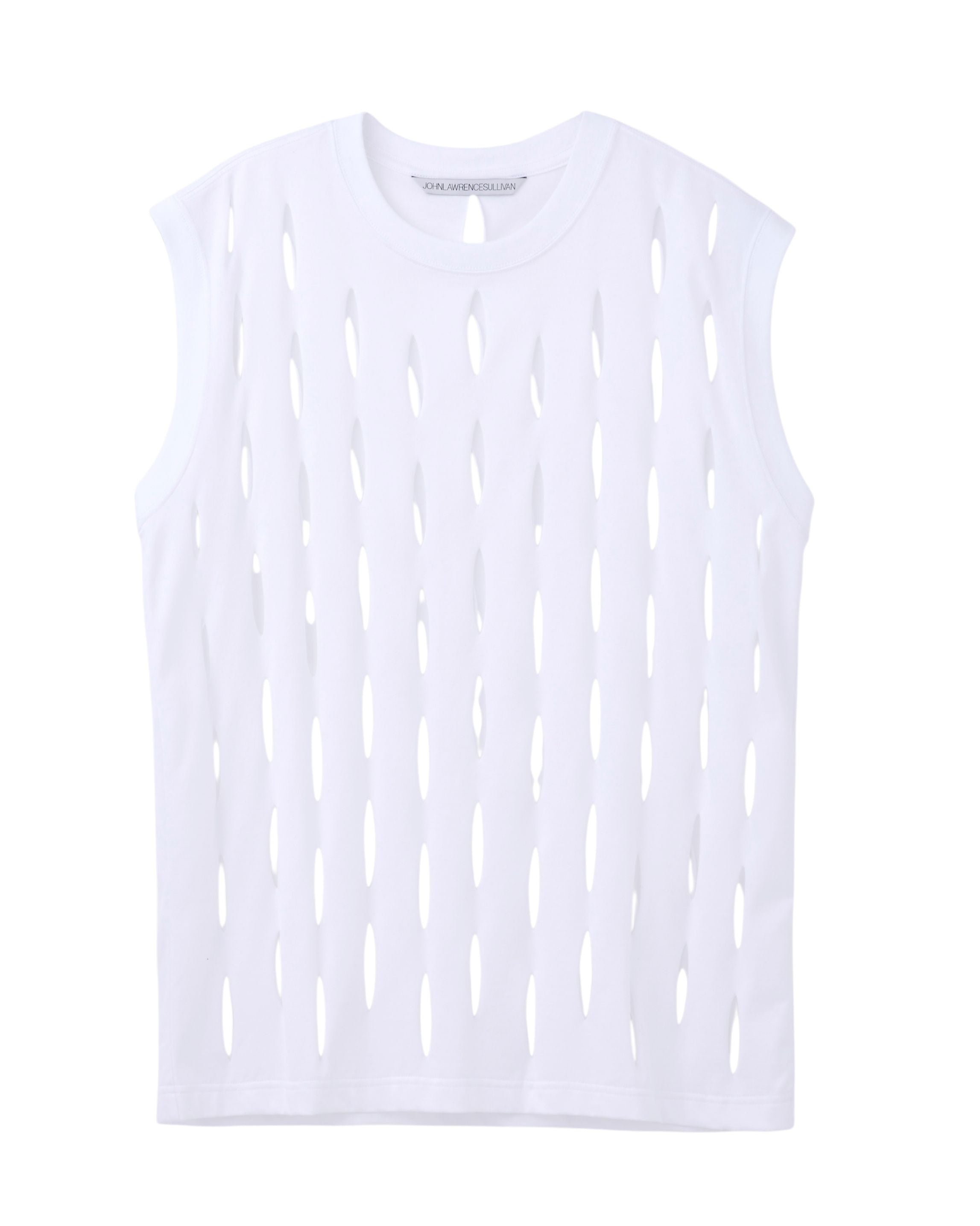 SLASHED JERSEY SLEEVELESS TOP
