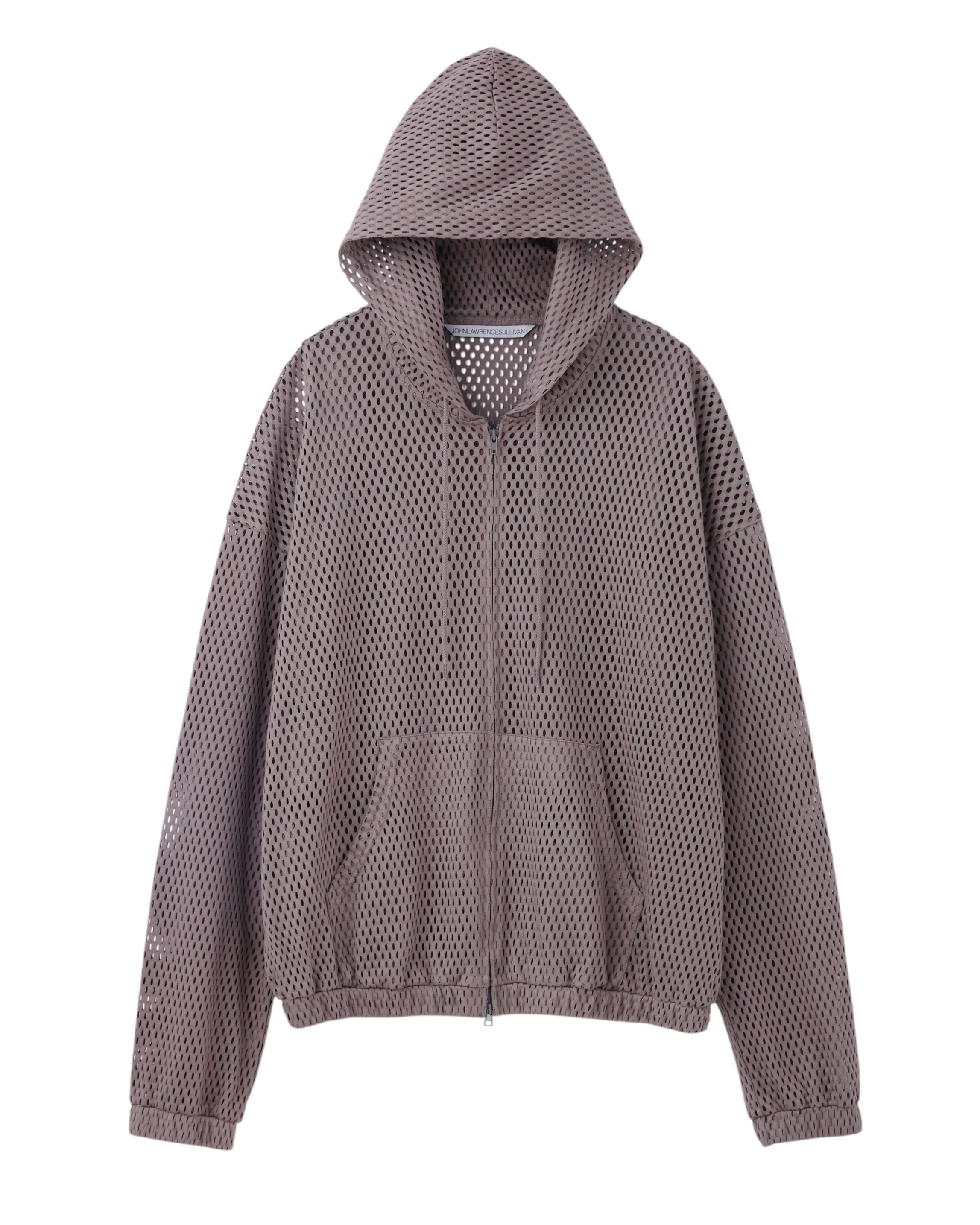 COTTON MESH ZIP-UP HOODIE