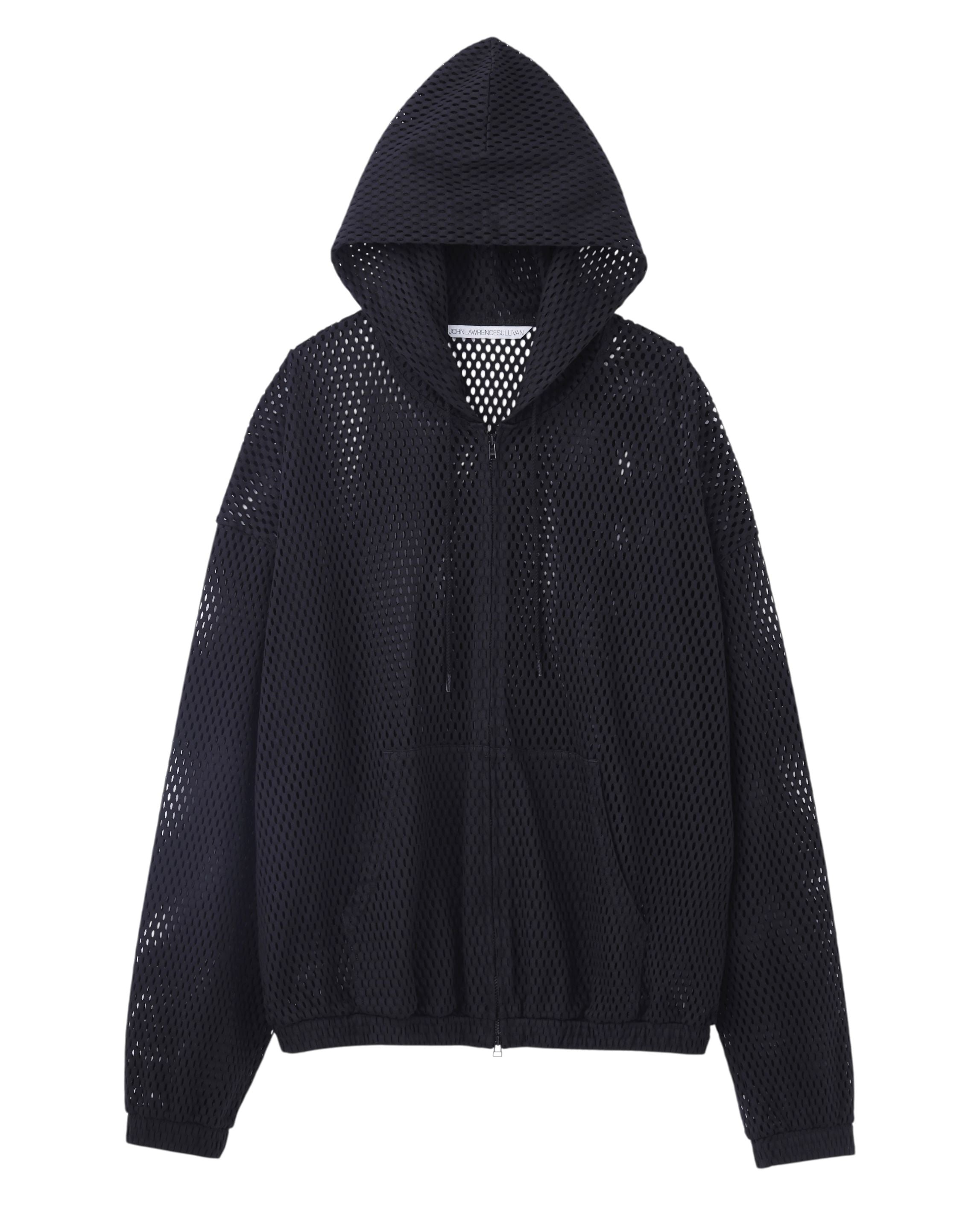 COTTON MESH ZIP-UP HOODIE
