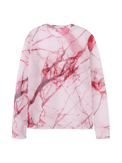 All over print see-through jersey ls top