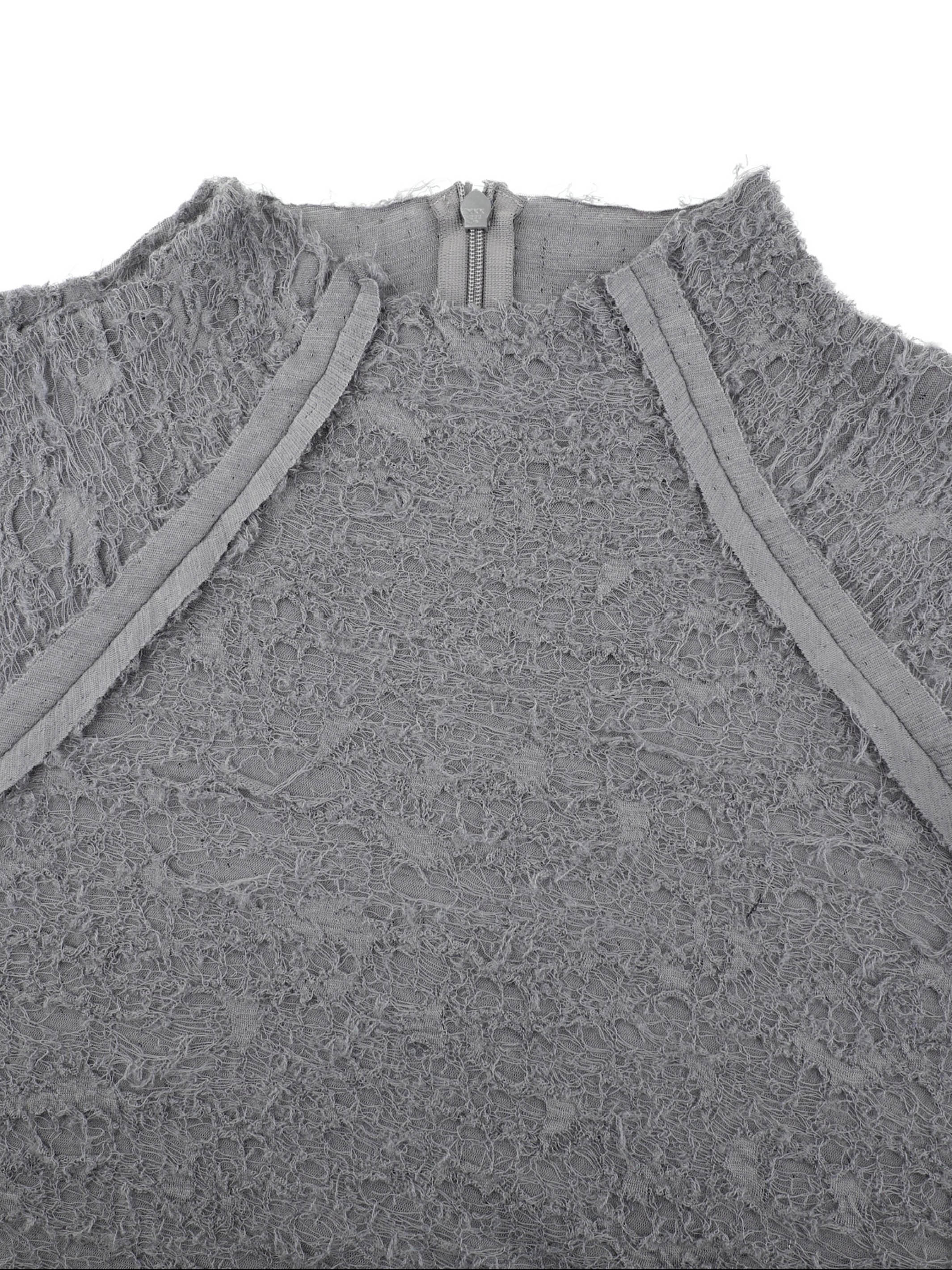 WOOL JACQUARD CUT-OUT TURTLE NECK TOP