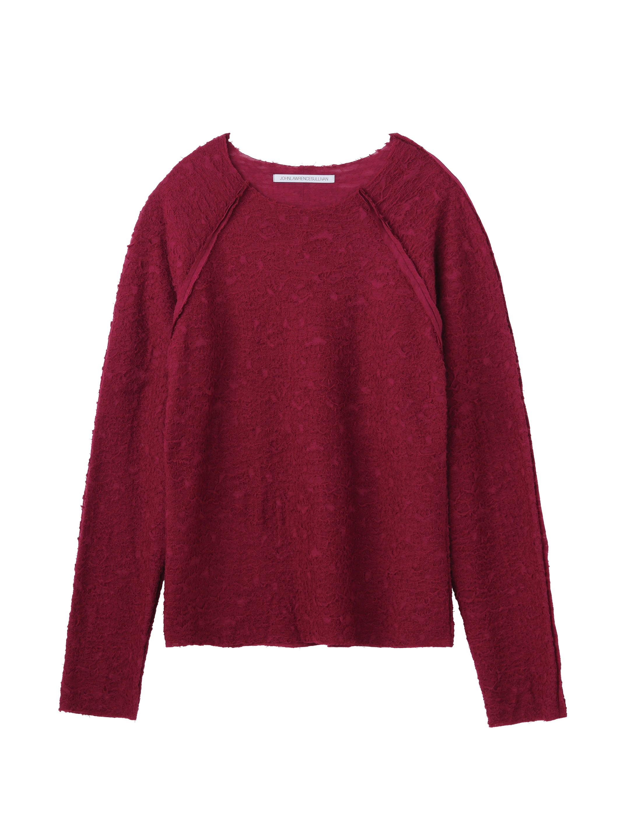 WOOL JACQUARD CUT-OUT CREW NECK TOP