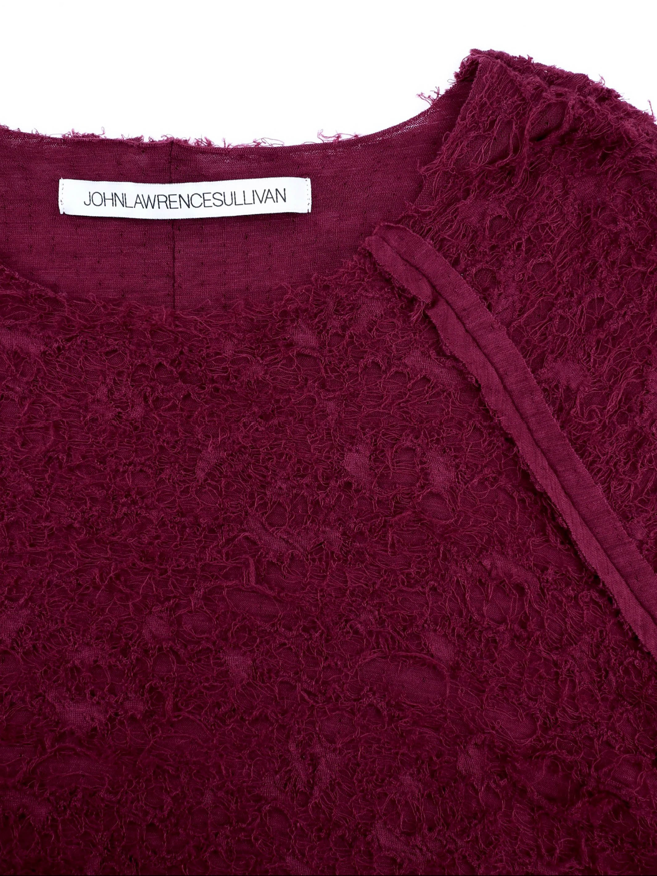 WOOL JACQUARD CUT-OUT CREW NECK TOP