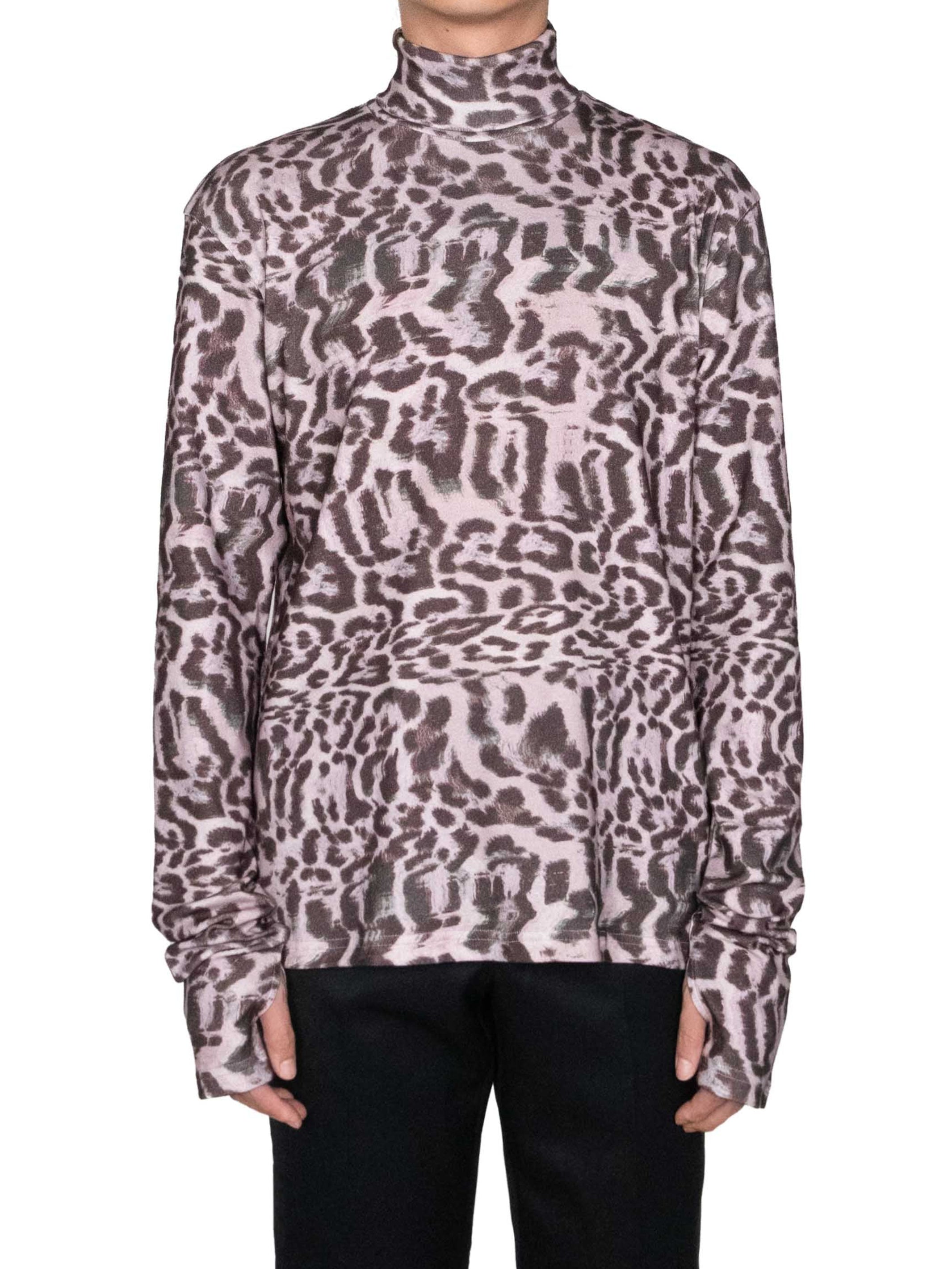 Leopard Print Turtle Neck Top