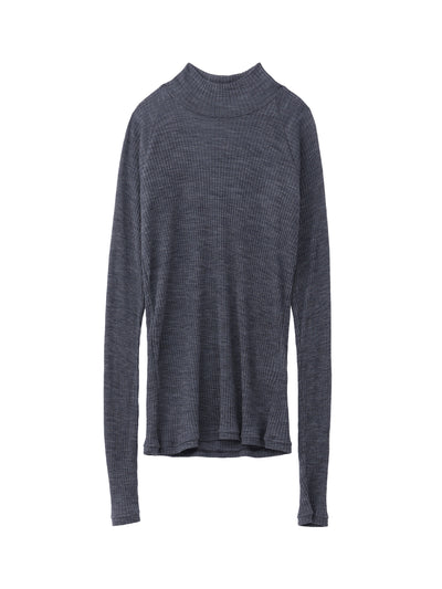 WOOL RIB MOCK NECK TOP