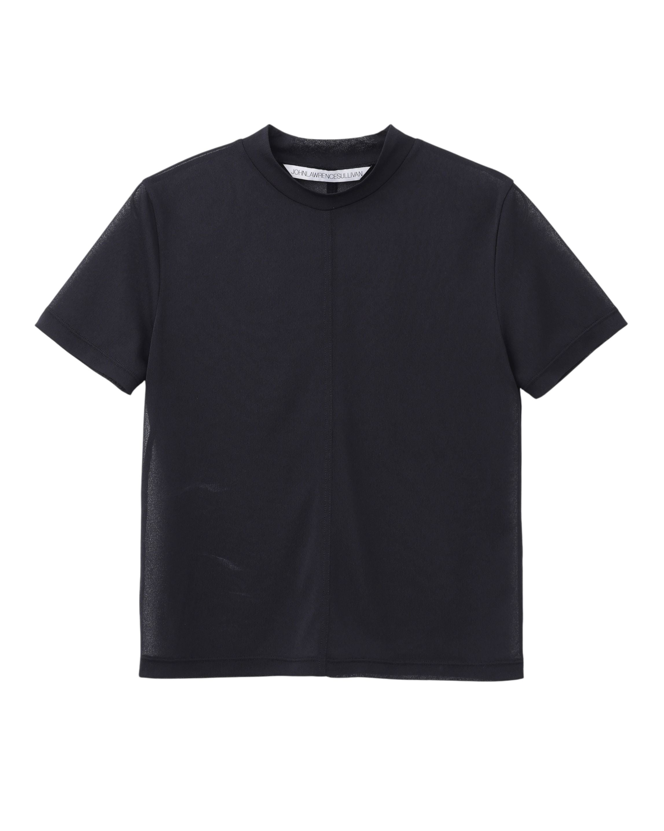 SEE-THROUGH MOCK NECK TEE