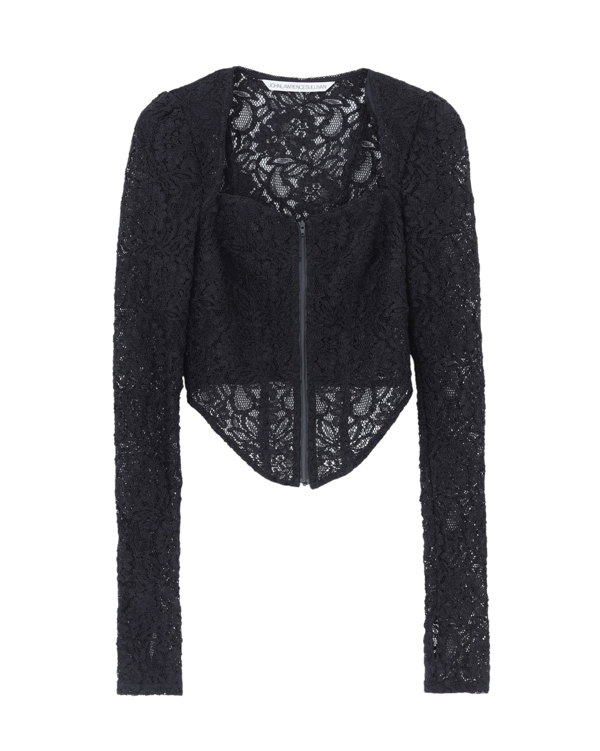 LACE CORSET ZIP-UP CARDIGAN