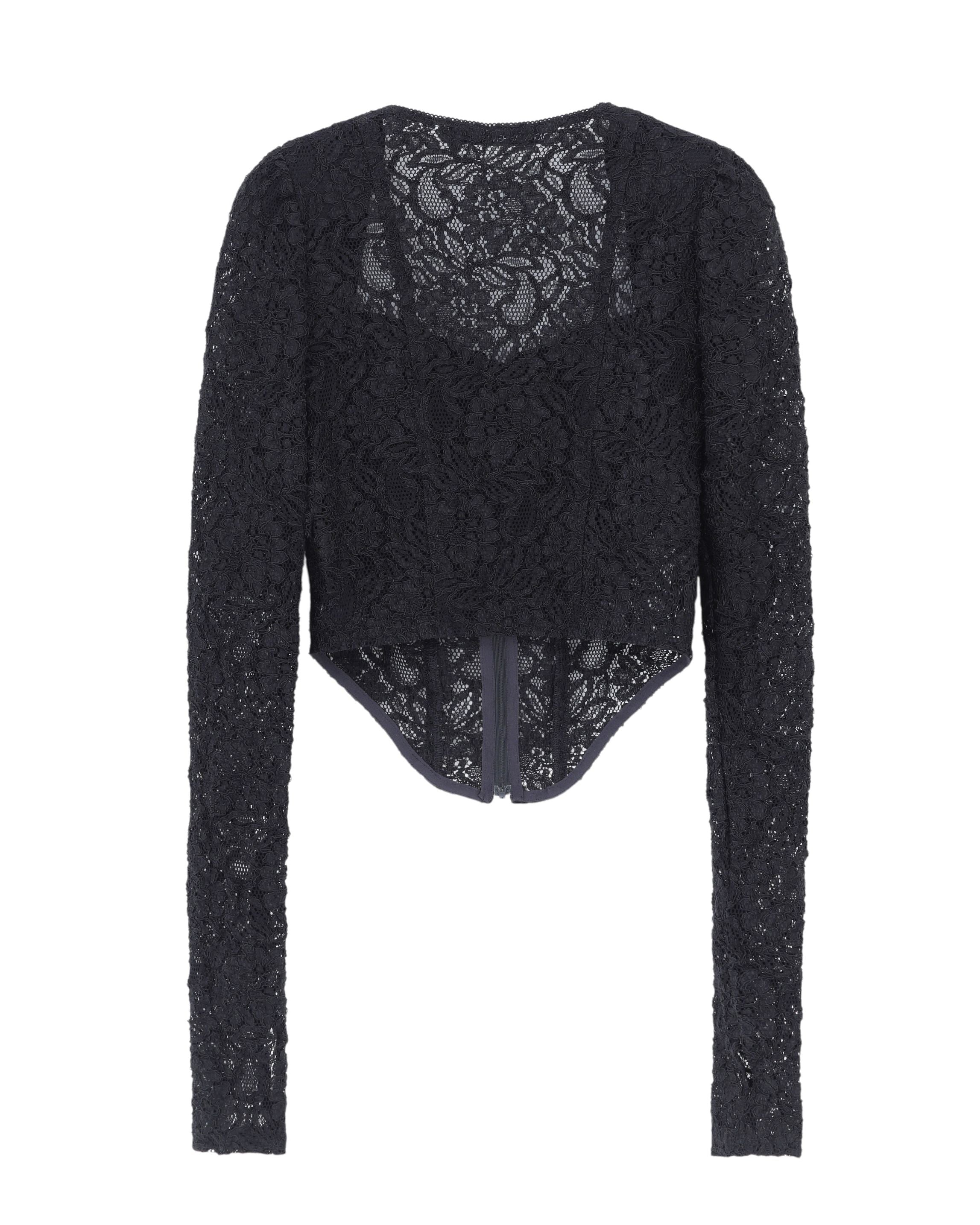 LACE CORSET ZIP-UP CARDIGAN