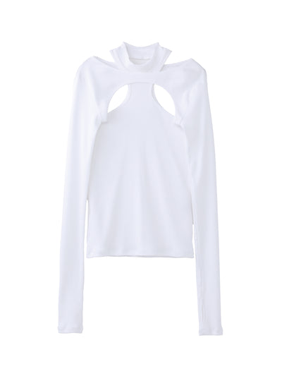 MOCK NECK LAYERED RIB TOP