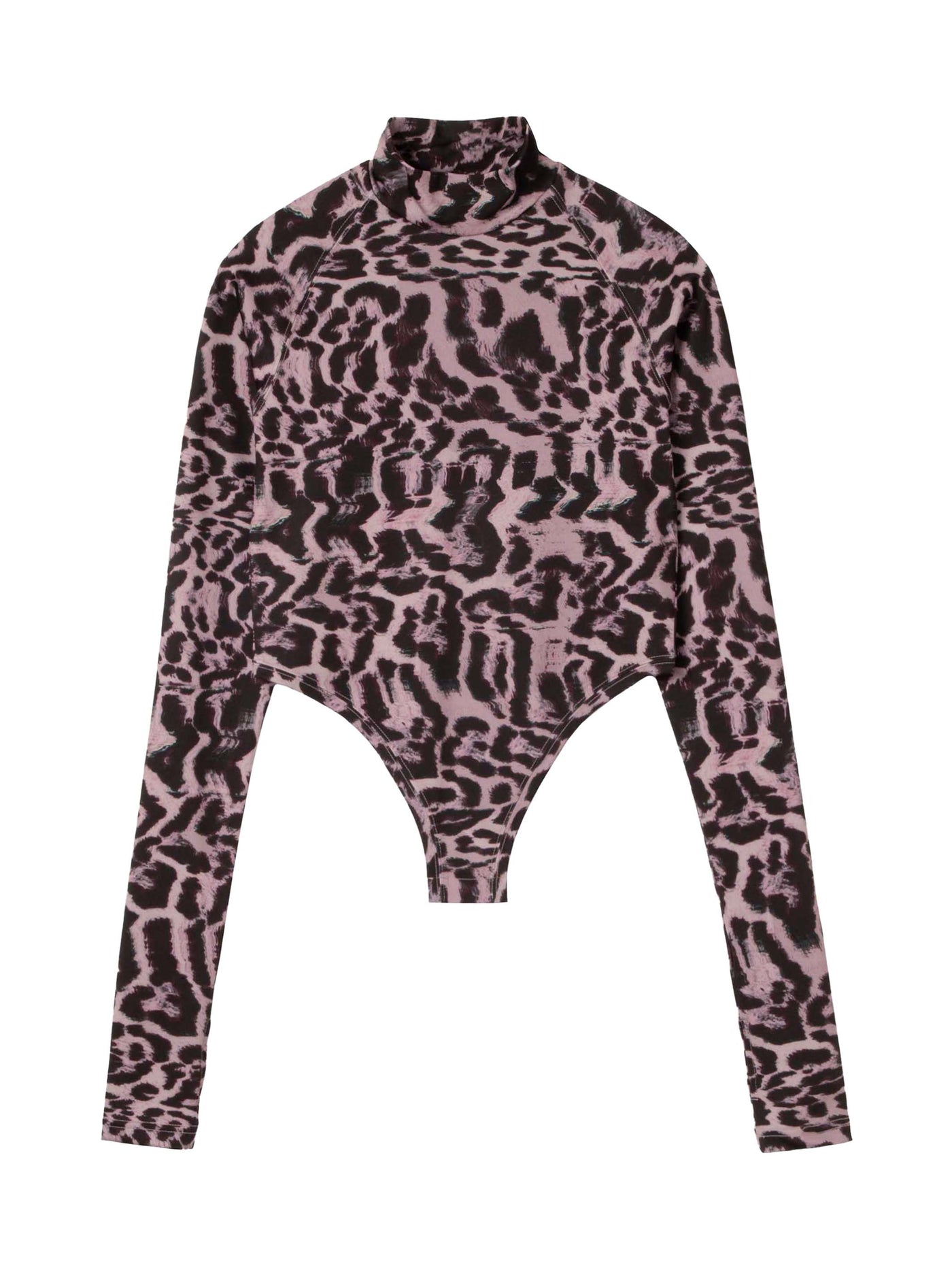Leopard print bodysuit hi-neck top