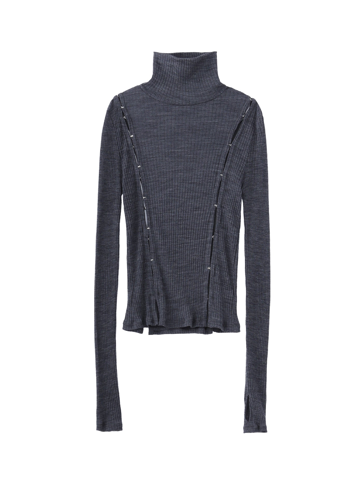 WOOL RIB HI-NECK TOP WITH HOOK