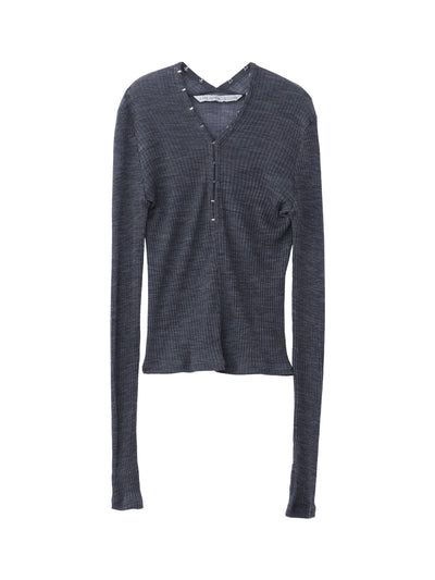 WOOL RIB CREW NECK TOP WITH HOOK