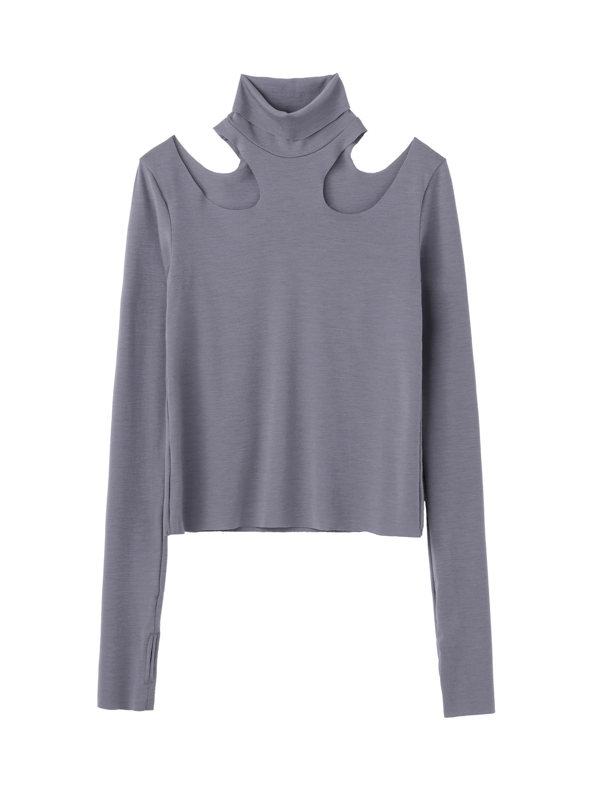 WOOL RIB HOLLOWED OUT TURTLE NECK TOP