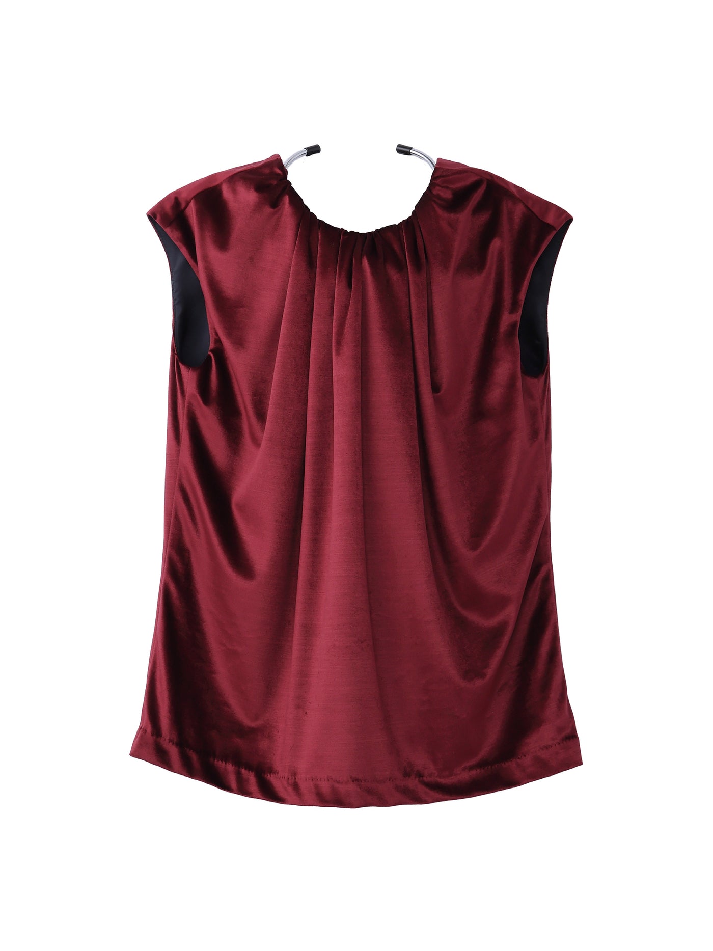 VELOUR GATHERED SLEEVELESS TOP