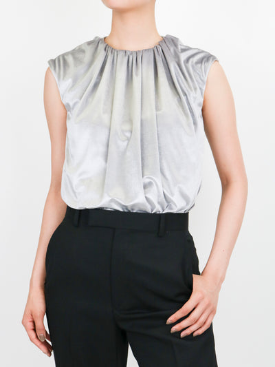 VELOUR GATHERED SLEEVELESS TOP