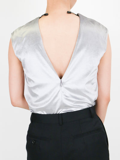 VELOUR GATHERED SLEEVELESS TOP