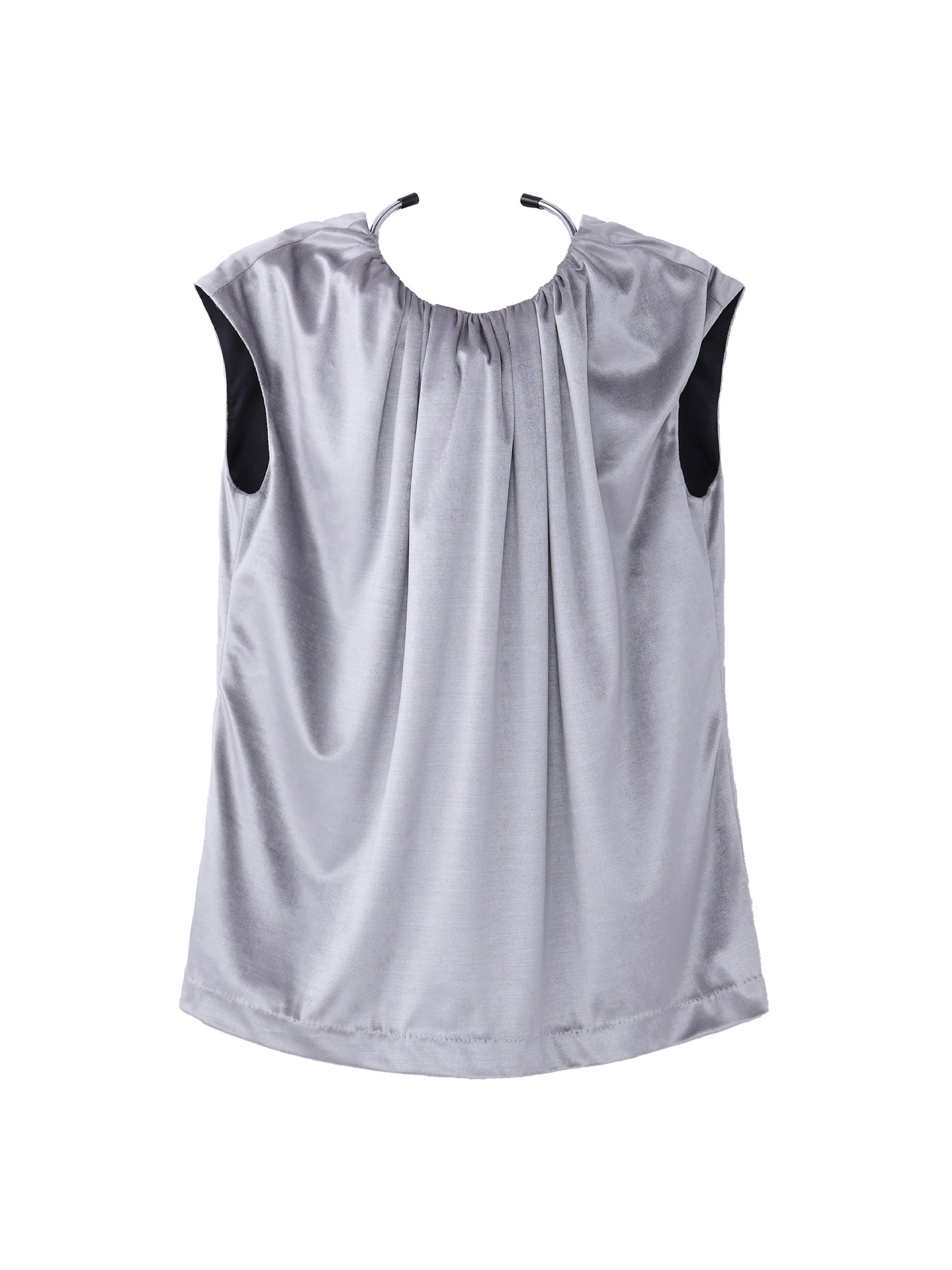 VELOUR GATHERED SLEEVELESS TOP