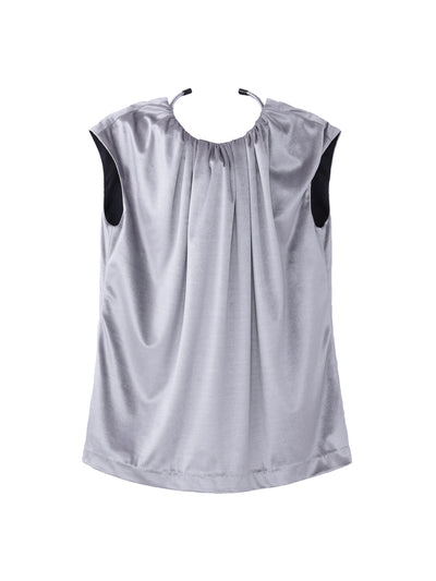 VELOUR GATHERED SLEEVELESS TOP