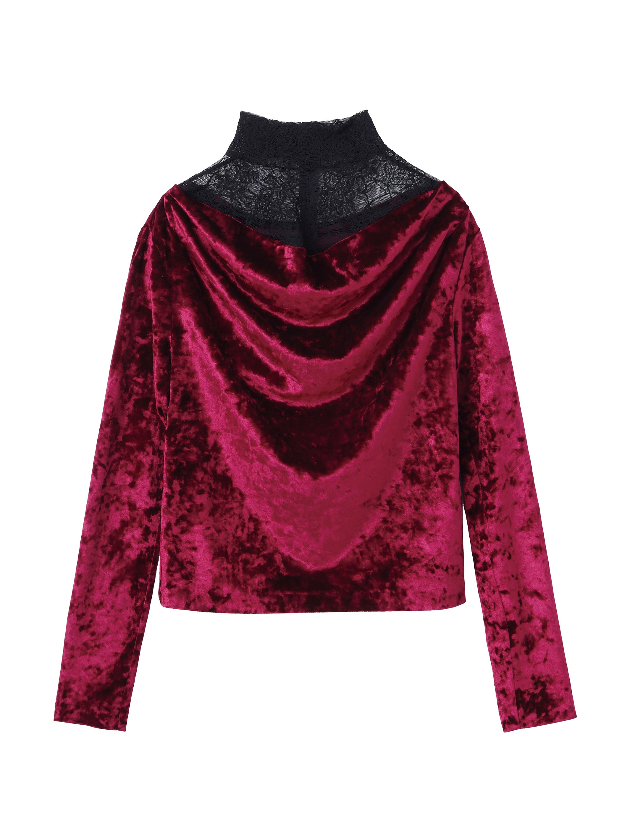 CRUSHED VELOUR GATHERED TOP