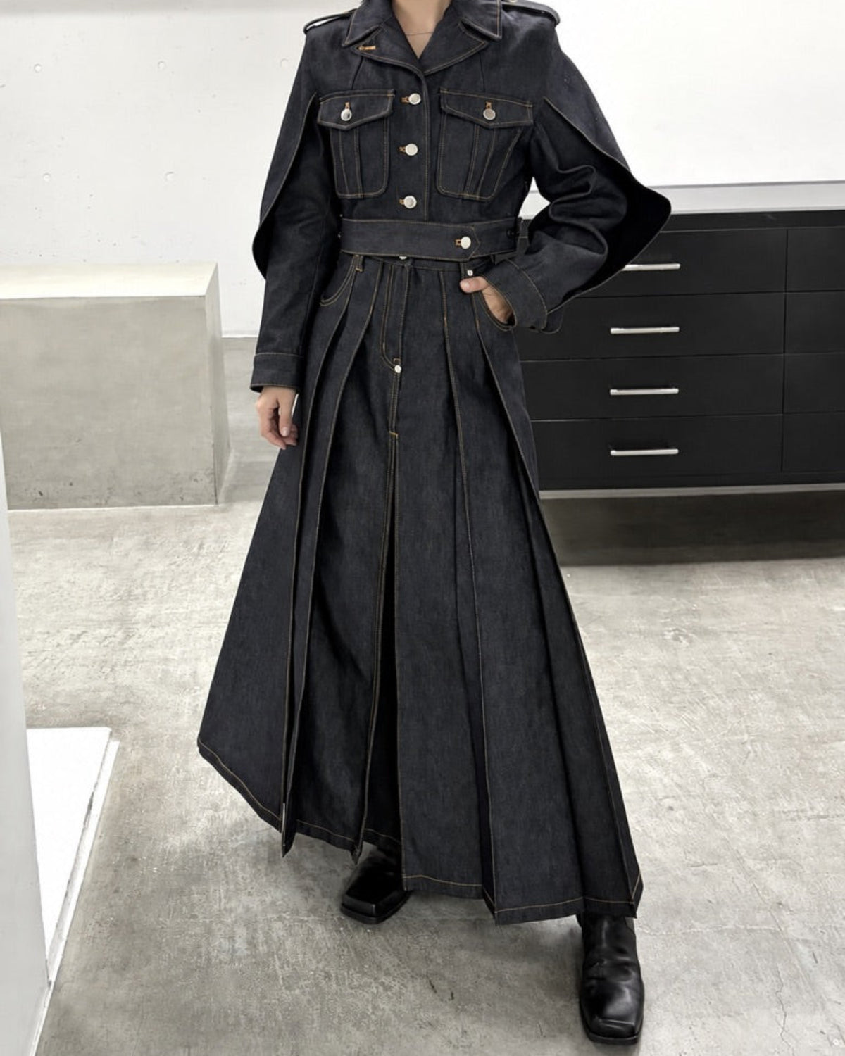 RIGID DENIM HAKAMA SKIRT