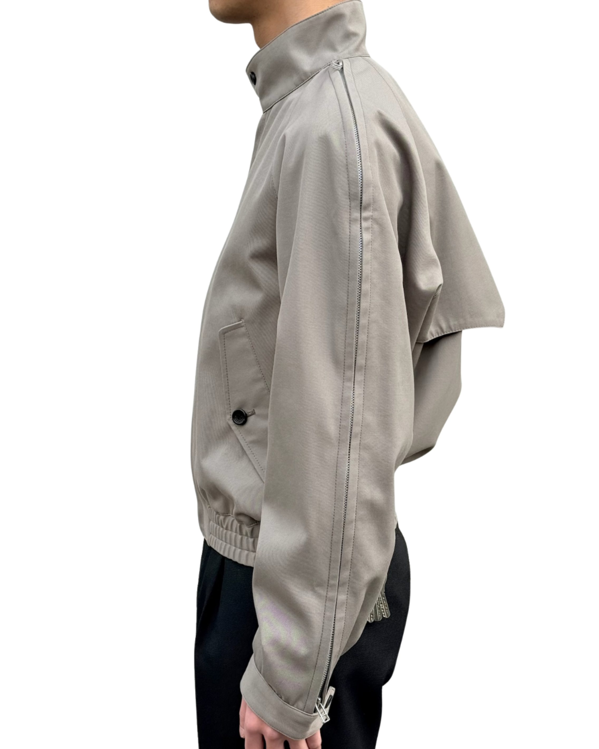 T/C TWILL ZIPPED SLEEVE HARRINGTON JACKET