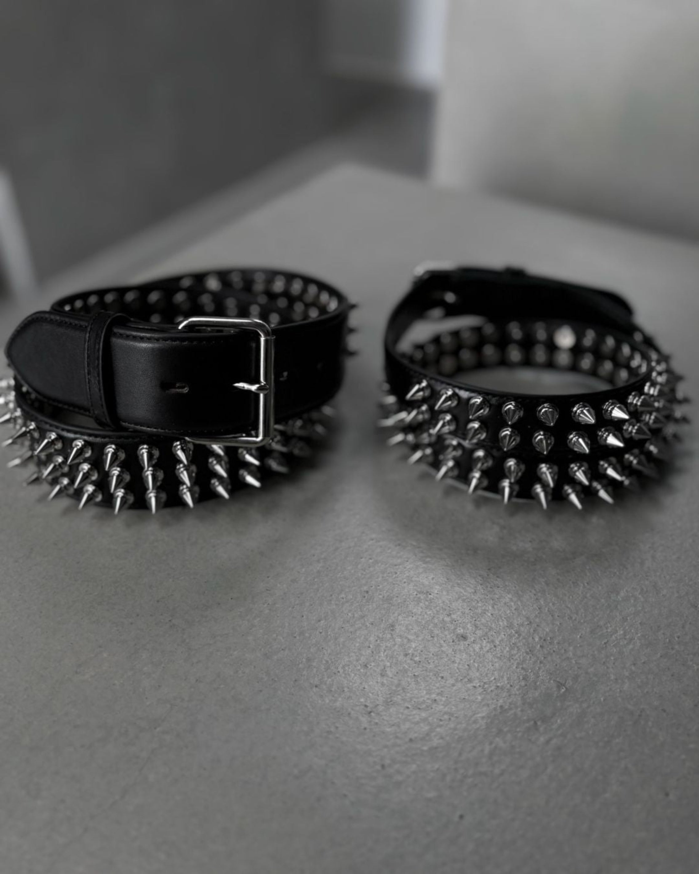THREE ROW STUDDED LEATHER BELT