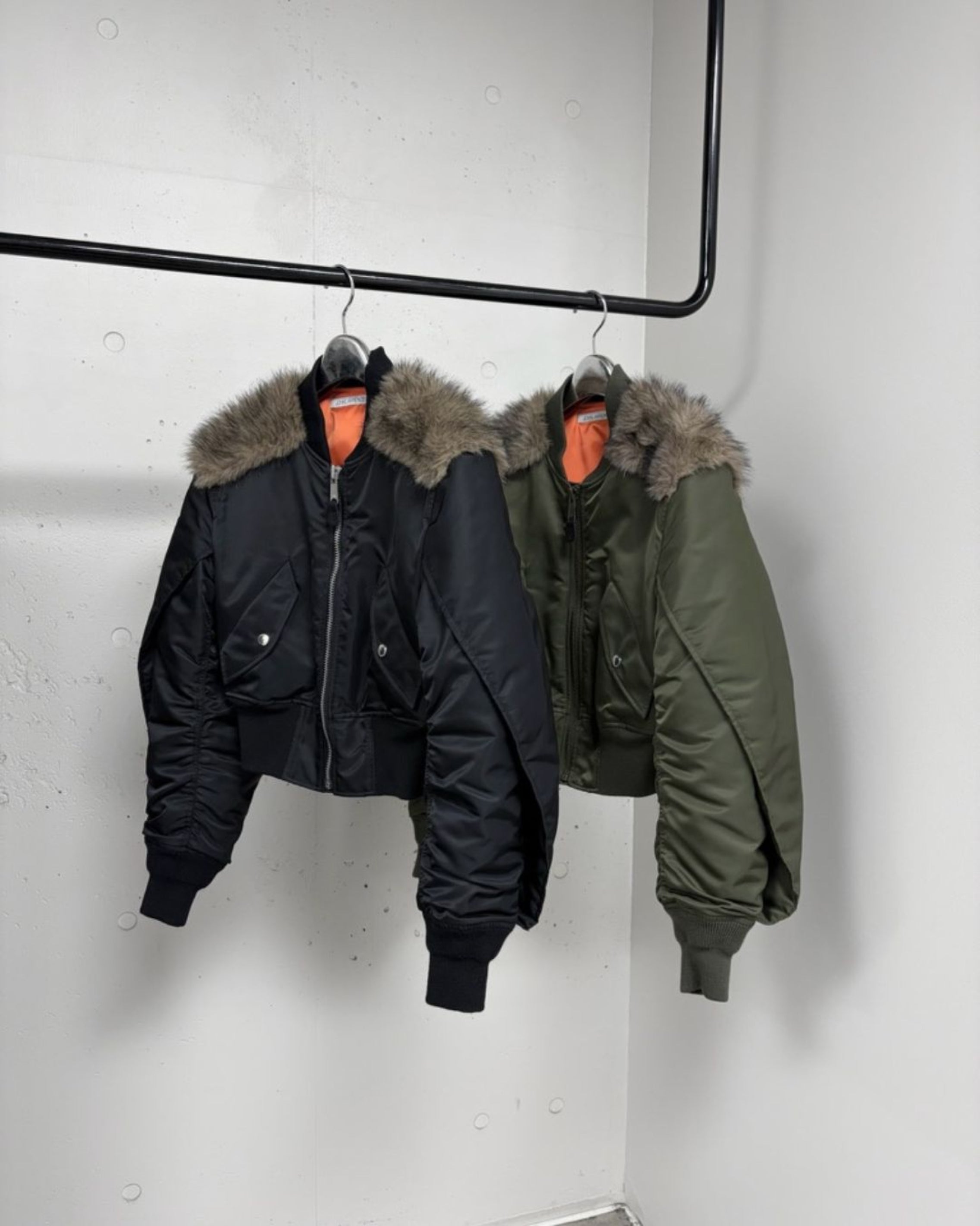NYLON BOMBER JACKET WITH BACK FUR