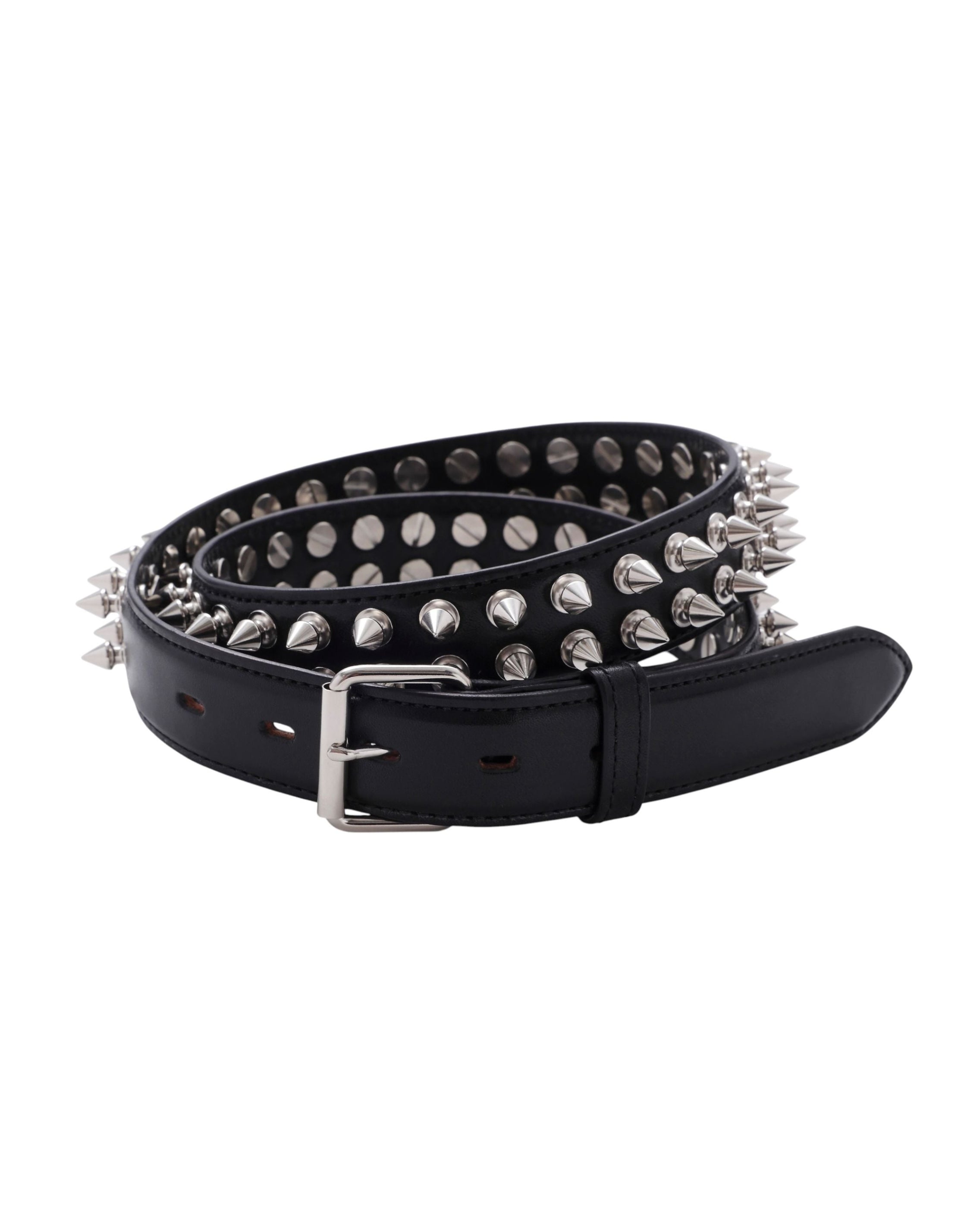 TWO ROW STUDDED LEATHER BELT