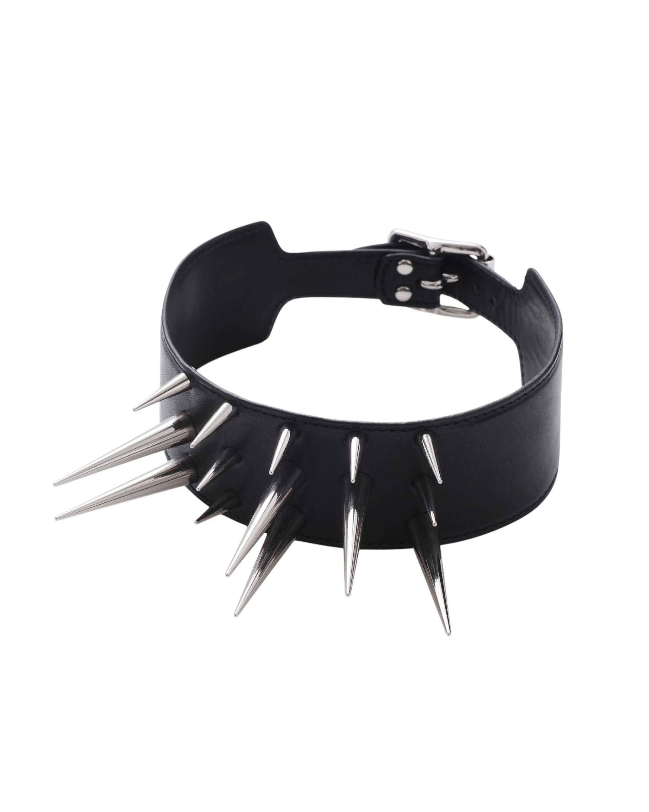 THREE ROW STUDDED LEATHER CHOKER